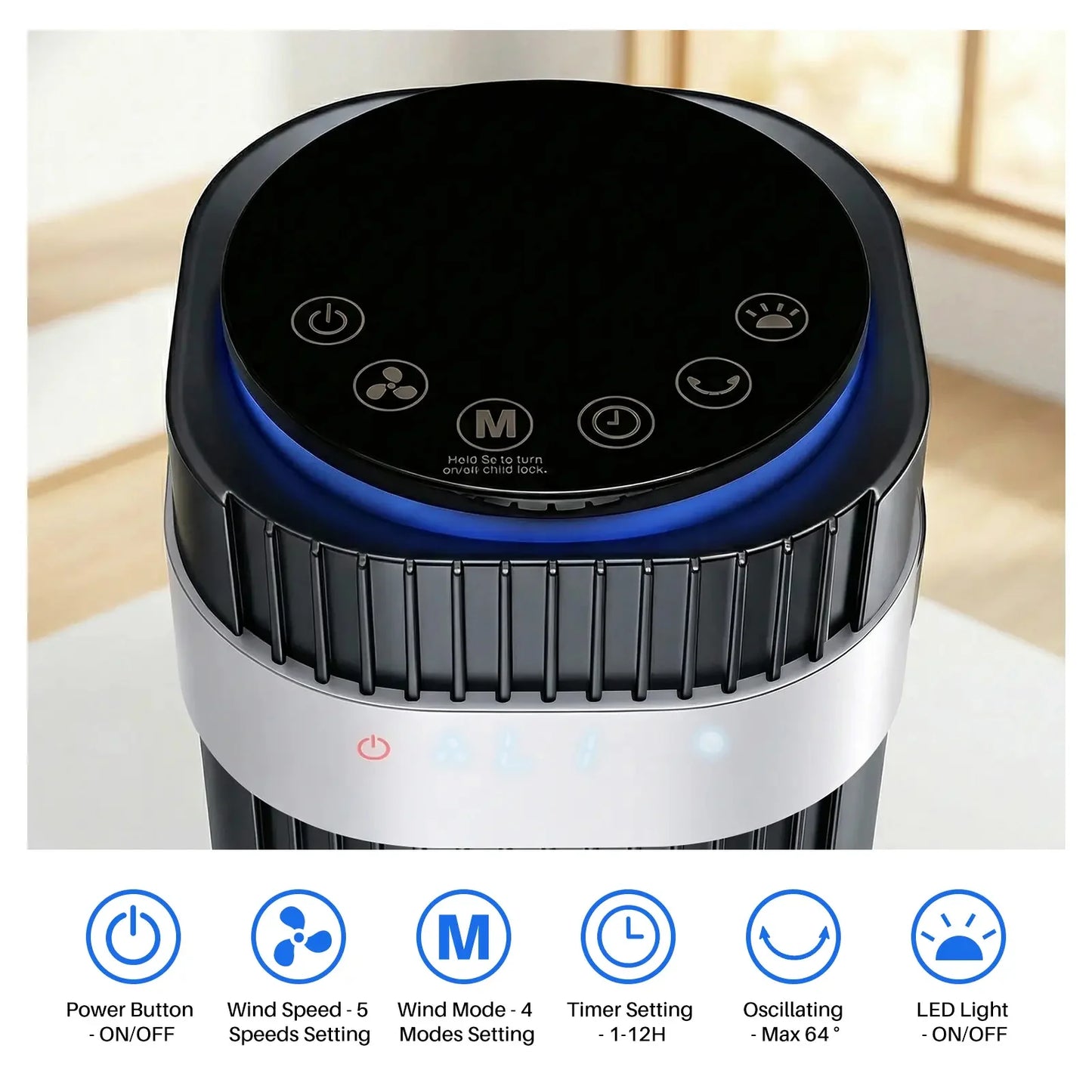 【New】Tower Fan for Bedroom, 28dB Silent Standing Fan with 12H Timer, Smart Auto Mode, 64° Oscillating Bladeless Cooling Fan for Home Office