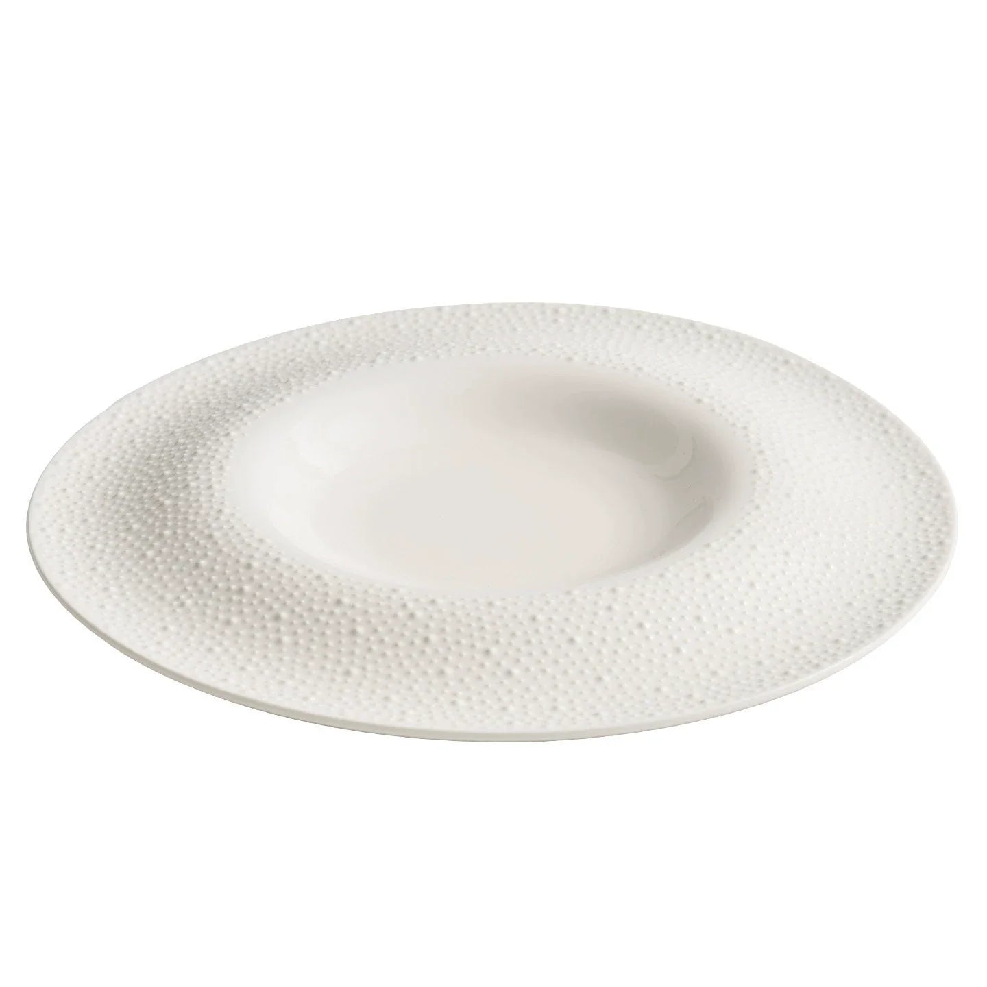 Sesame Point 12-Inch Round Well Plate – Artisanal Textured Fine Ceramic
