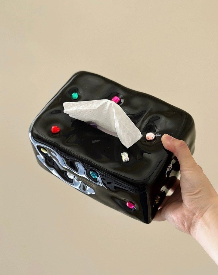 Handgemachte Edelstein-Kosmetiktuchbox aus Keramik