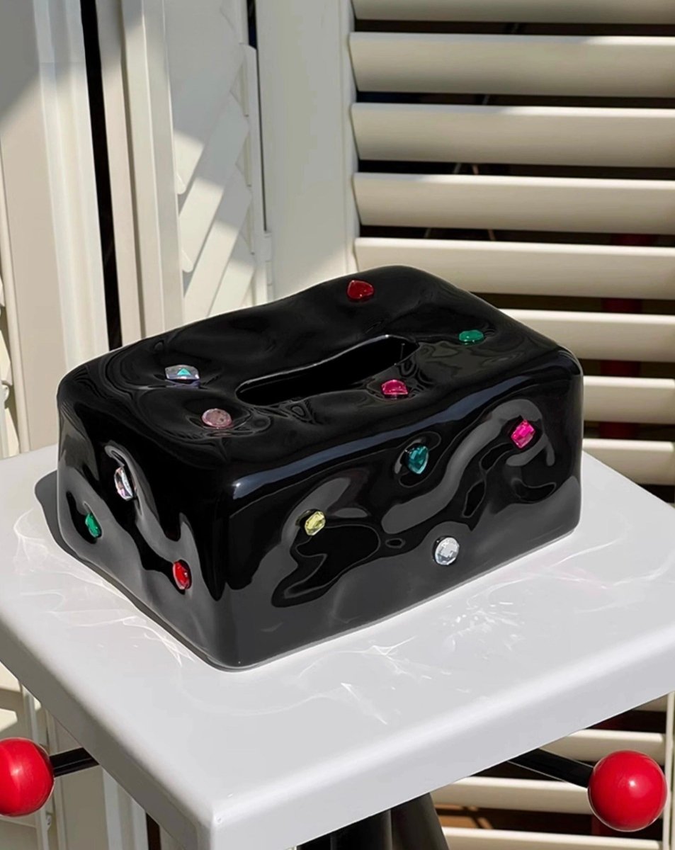 Handgemachte Edelstein-Kosmetiktuchbox aus Keramik